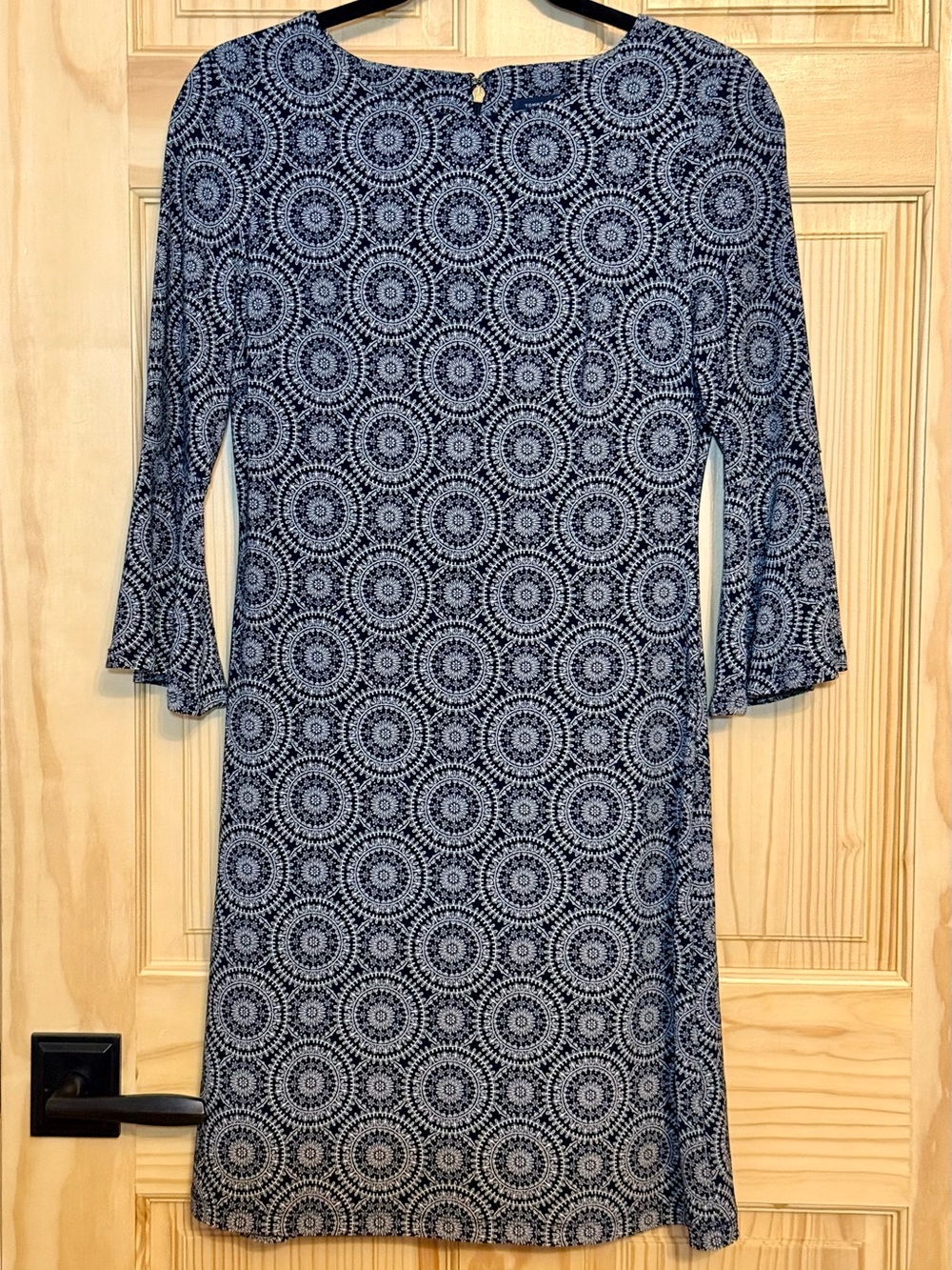 Tommy Hilfiger Navy and White Long-Sleeve Dress - size small